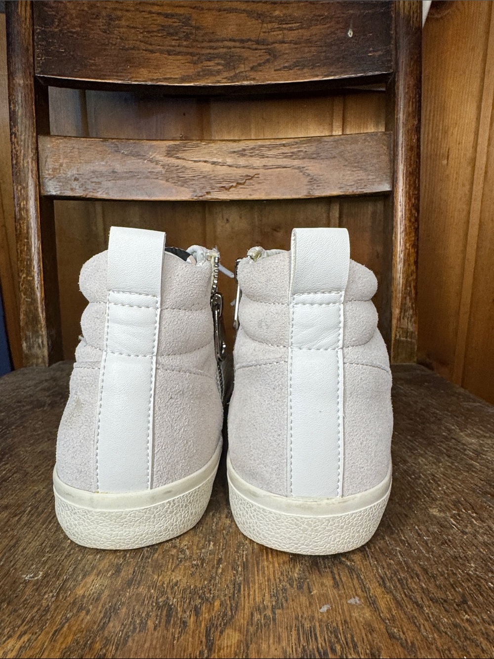 Vintage Havana Cream & Blush High-Top Sneakers with Metallic Star - Picture 4 of 11